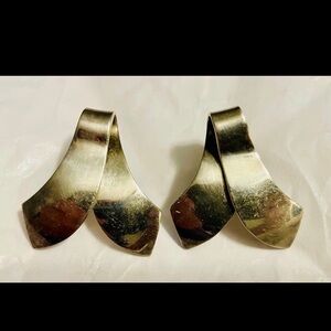 silver Earrings ribbon style LARGE 925 vintage silver Mexico Alicia TAXCO